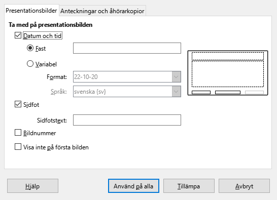 Header Footer Dialog