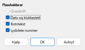 Dialogvindauget for hovudutforming