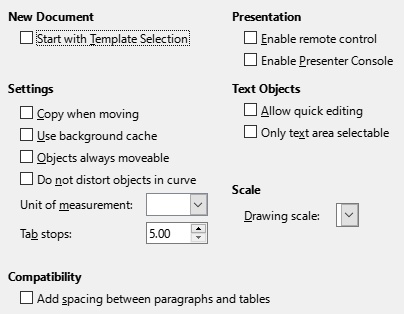 Impress General Options Dialog