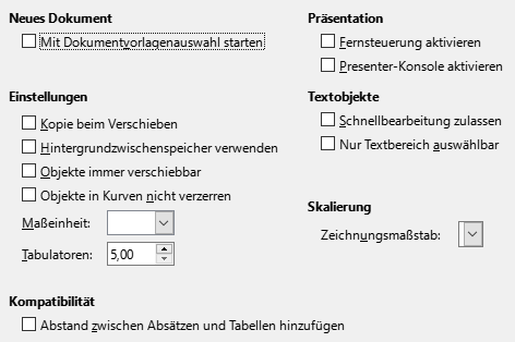 Bild des Dialogs Optionen – Allgemein