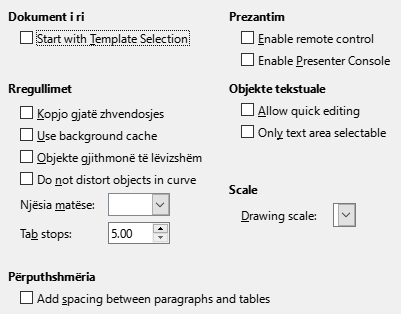 Impress General Options Dialog