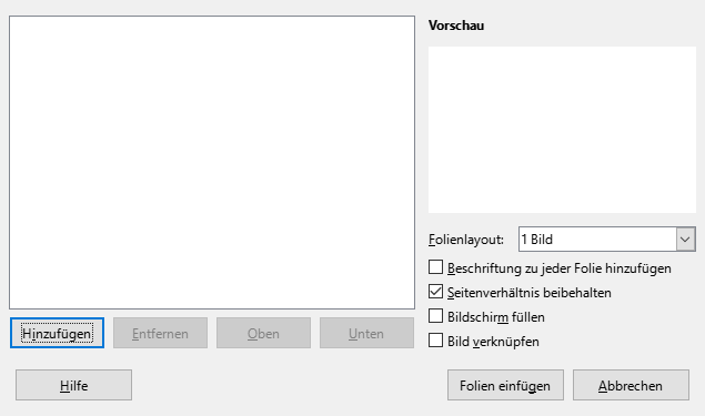 Bild des Dialogs Impress – Fotoalbum