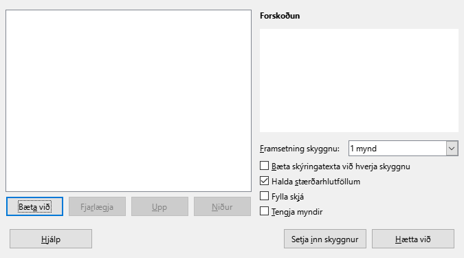 Impress Photo Album Dialog