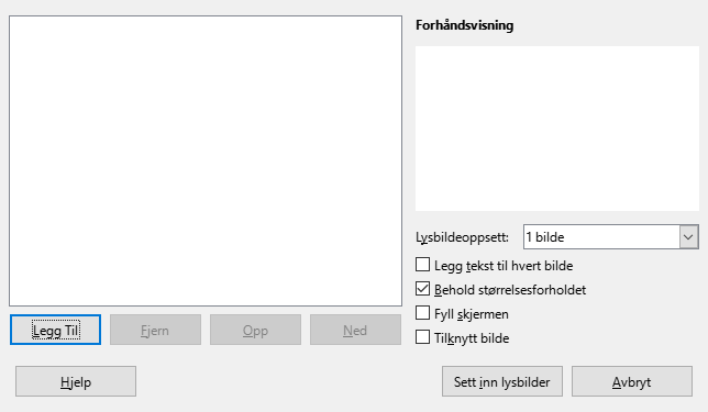 Impress Foto Album Dialog