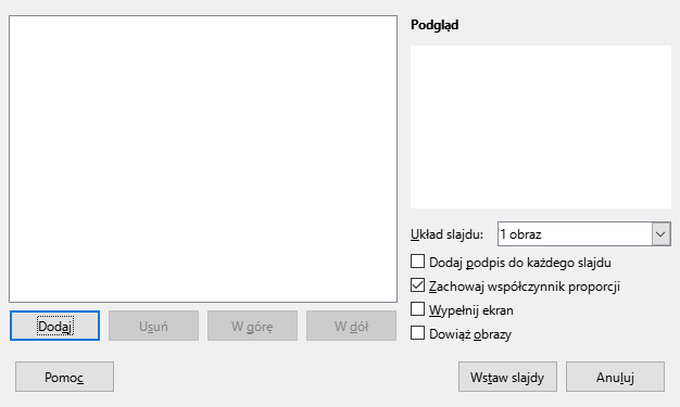 Okno dialogowe albumu fotograficznego Impress