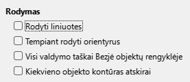 Pateikčių rengyklės rodymo parinkčių lango nuotrauka