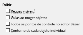 Caixa de diálogo de opções de exibição do Impress