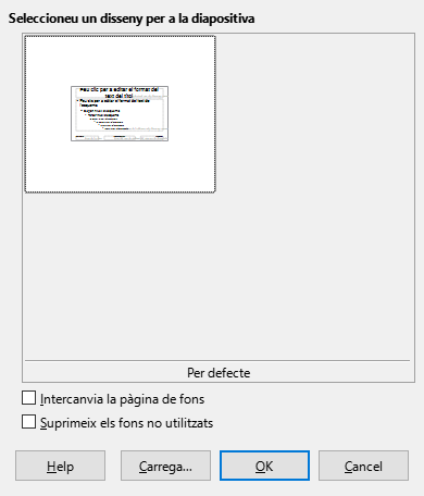 Diàleg de disseny de diapositiva