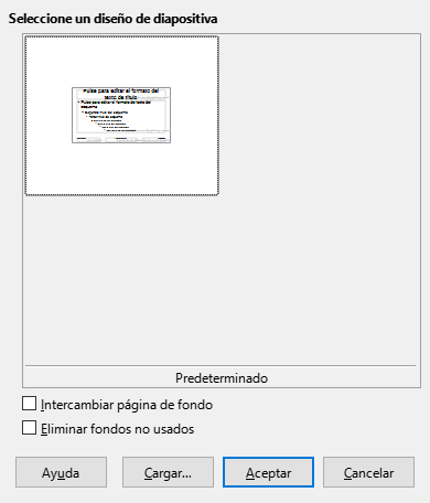 Cuadro de diálogo Diseño de diapositiva