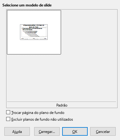 Caixa de diálogo de modelo de Slide