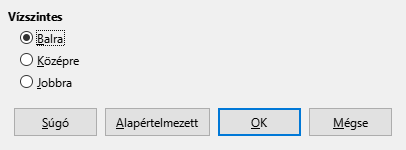 Igazítás párbeszédablak