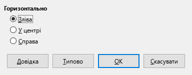 Діалогове вікно Вирівнювання