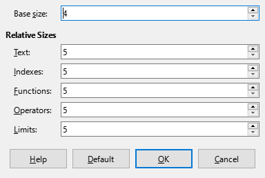 Font Size Dialogue Box