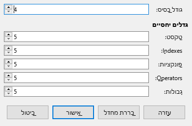 Font Size Dialog