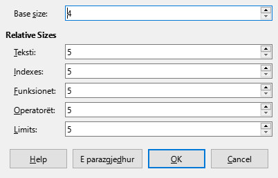 Font Size Dialog