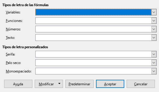 Cuadro de diálogo Tipo de letra