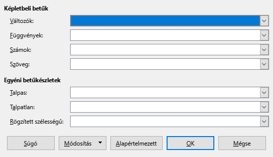 Betűtípus párbeszédablak
