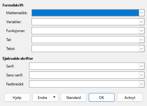 Dialogvindauge for skrifttype