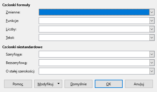 Okno dialogowe typu czcionki