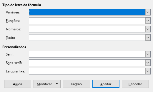 Caixa de diálogo Tipo de letra