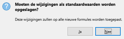 Dialoogvenster Standaardwaarden opslaan