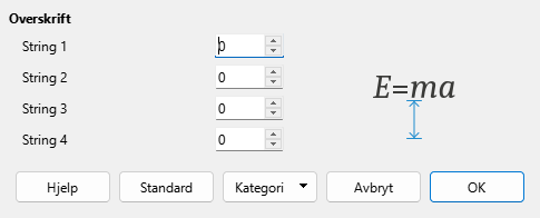 Dialogvindauge for mellomrom