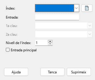Index entry dialog