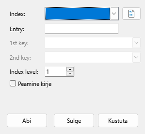 Index entry dialog