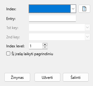 Index entry dialog