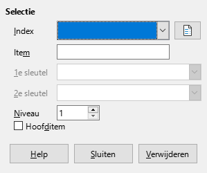 Dialoogvenster Indexitem