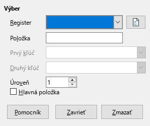 Index entry dialog