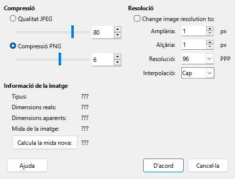 Diàleg Comprimeix la imatge