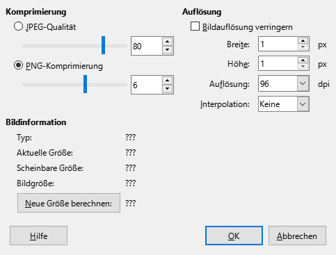 Dialog Bild Komprimieren